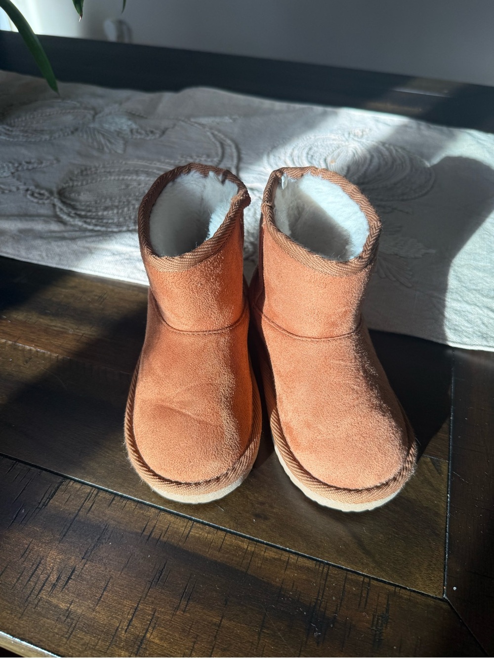Kids Plush-Lined Winter Boots in Rust Orange